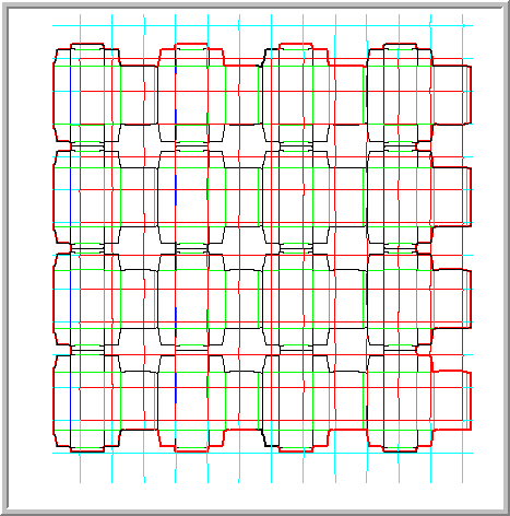 Adjust the chopper knives on the steel rule die grid as needed in SteelRules packaging software.